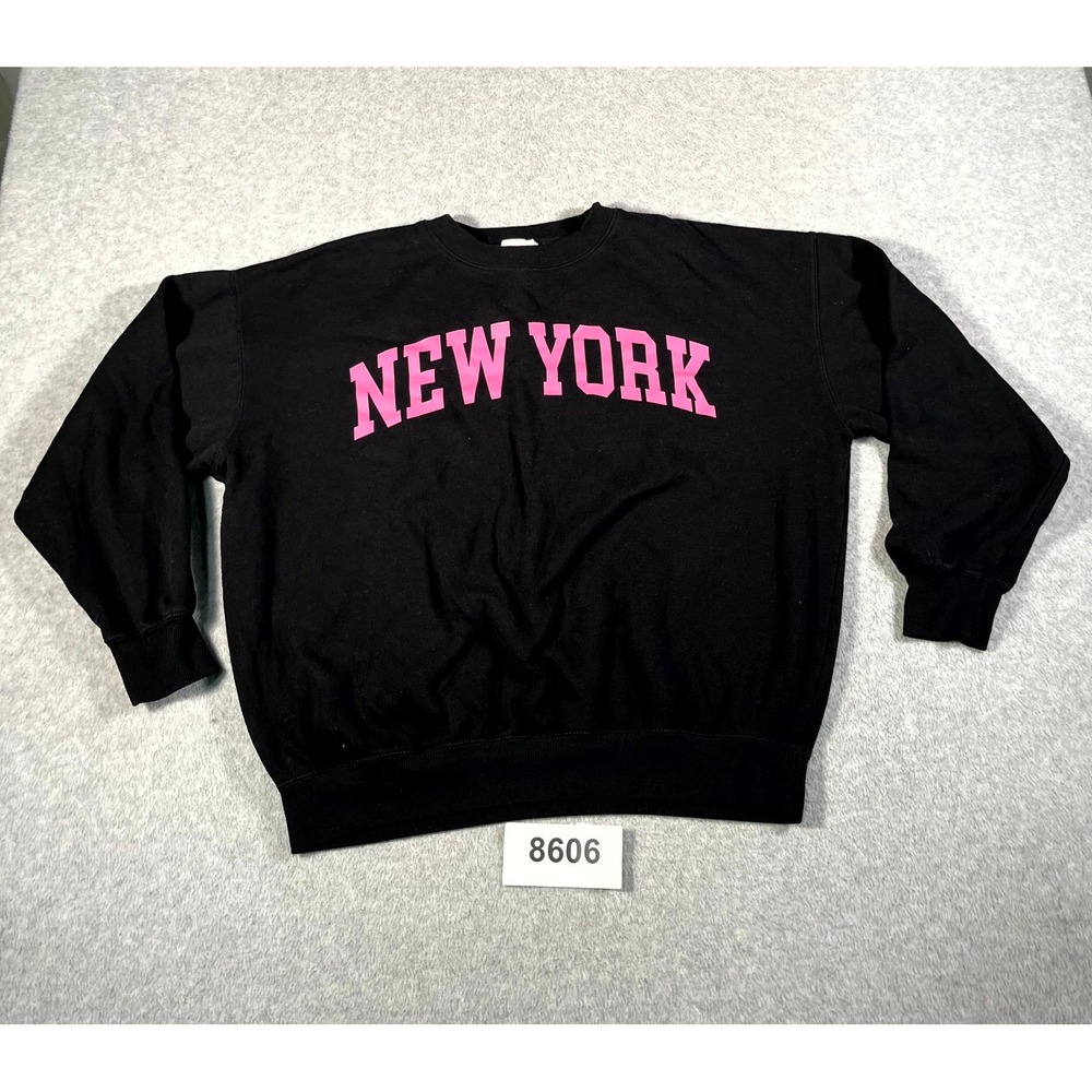 Reflex‎ Sweatshirt Womens Medium Black Cotton New York Graphic Crew Neck Casual